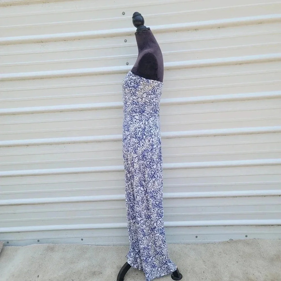 The Limited Blue Floral Strapless Boho Print Lightweight Stretch Maxi Dress Sz M - Picture 7 of 16
